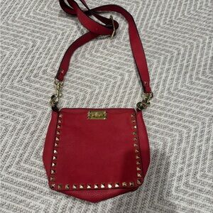 Leather Stylish Red Studded Crossbody Bag
